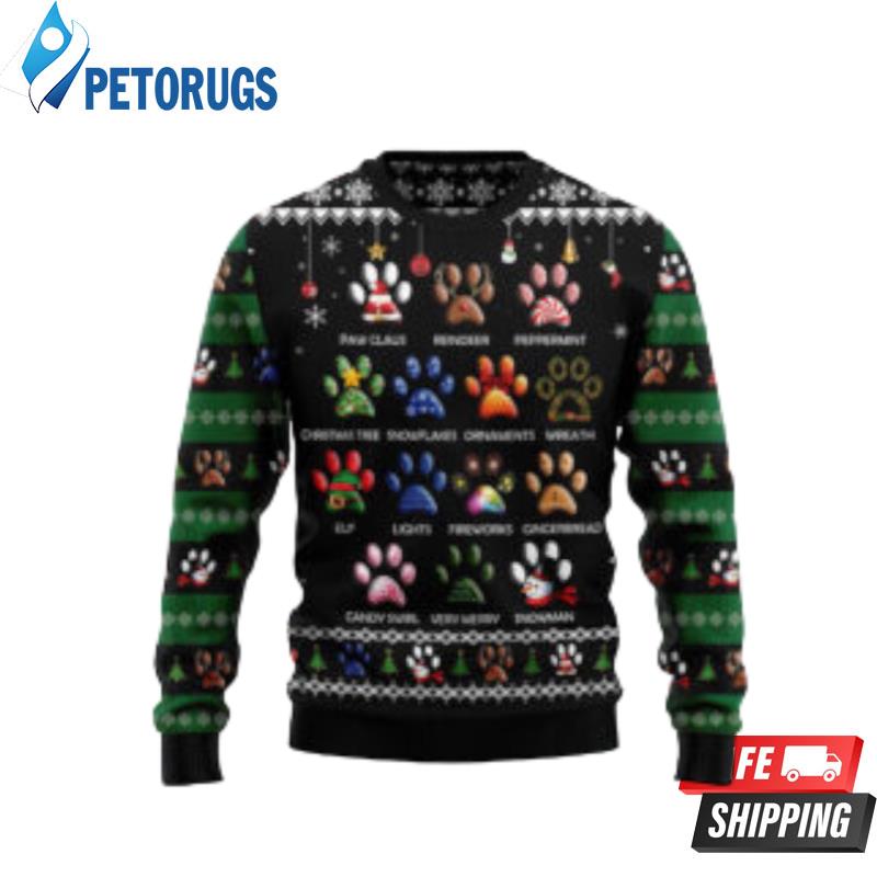 Dog Pawprint Ugly Christmas Sweaters