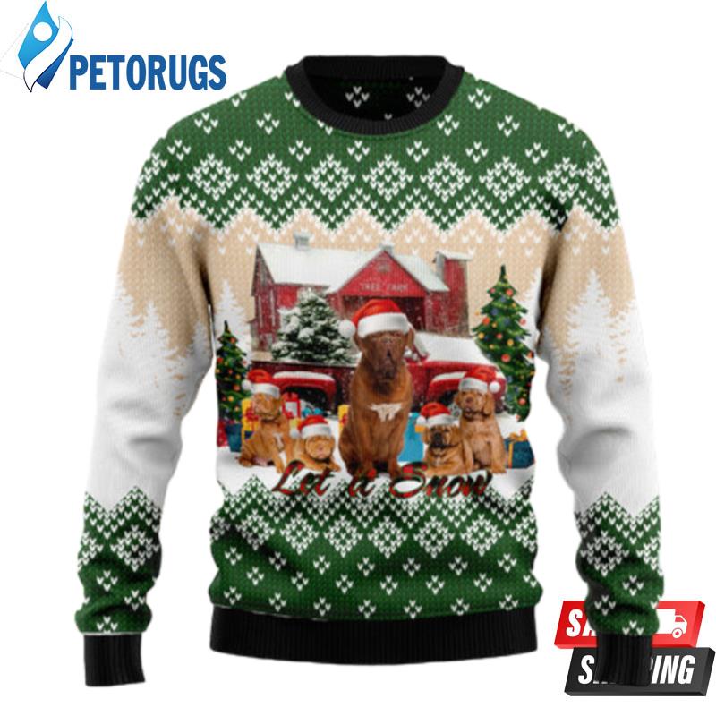 Dogue De Bordeaux Let It Snow Ugly Christmas Sweaters