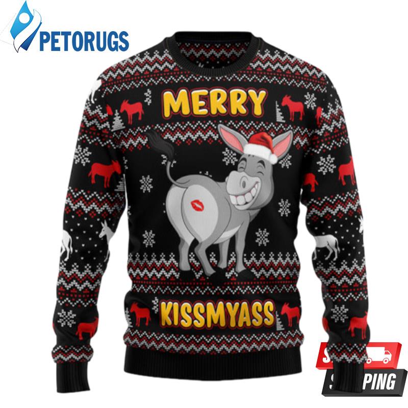 Donkeys Merry Kissmyass Ugly Christmas Sweaters