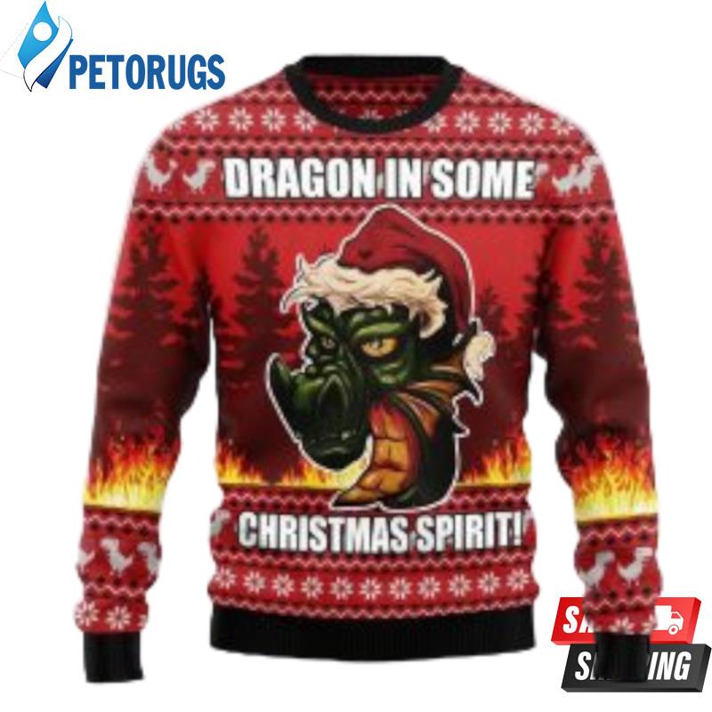 Dragon In Some Christmas Spirit Funny Family Ugly Christmas Sweaters