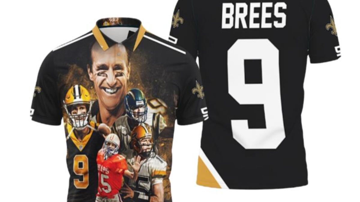 Drew Brees 9 New Orleans Saints Signature 3D Polo Shirt All Over Print - T- shirts Low Price