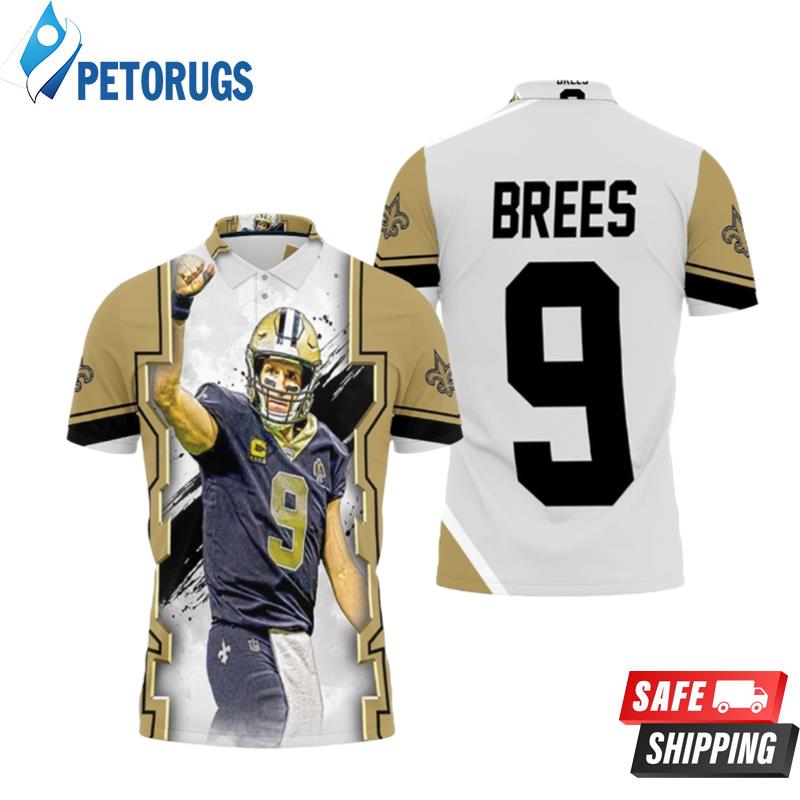 Drew Brees New Orleans Saints Oil Style Paint Background Polo Shirts