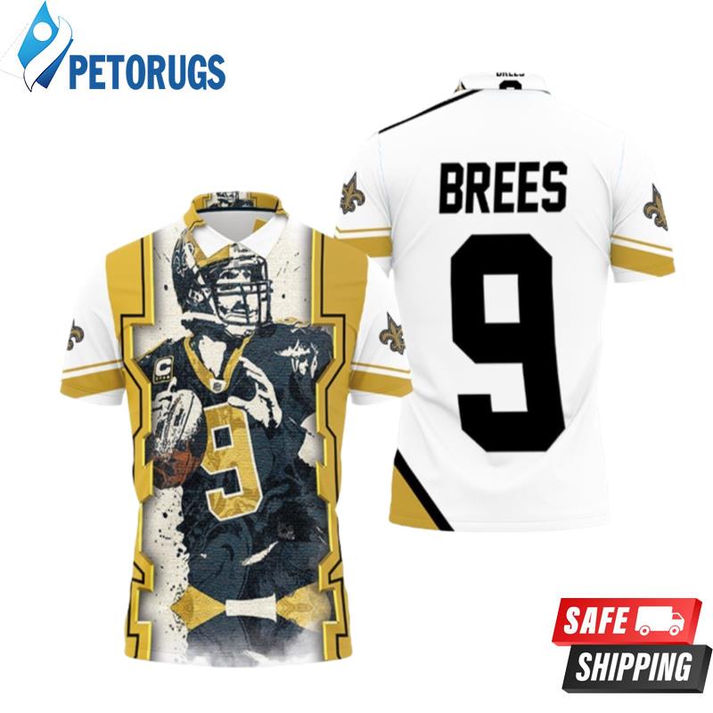 Drew Brees New Orleans Saints Paint Style Polo Shirts