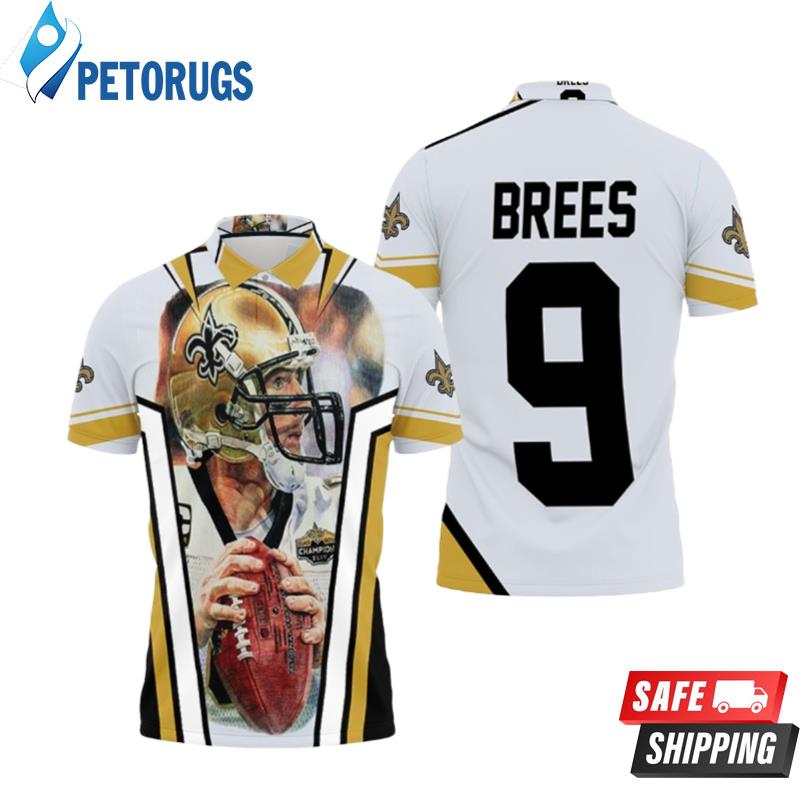 Drew Brees New Orleans Saints Picture Super Bowl Champion Polo Shirts