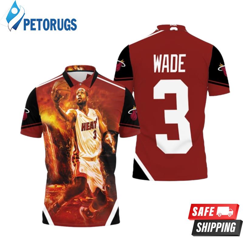 Dwyane Wade 3 Miami Heat Score Fire Background Legend For Fan Polo Shirts