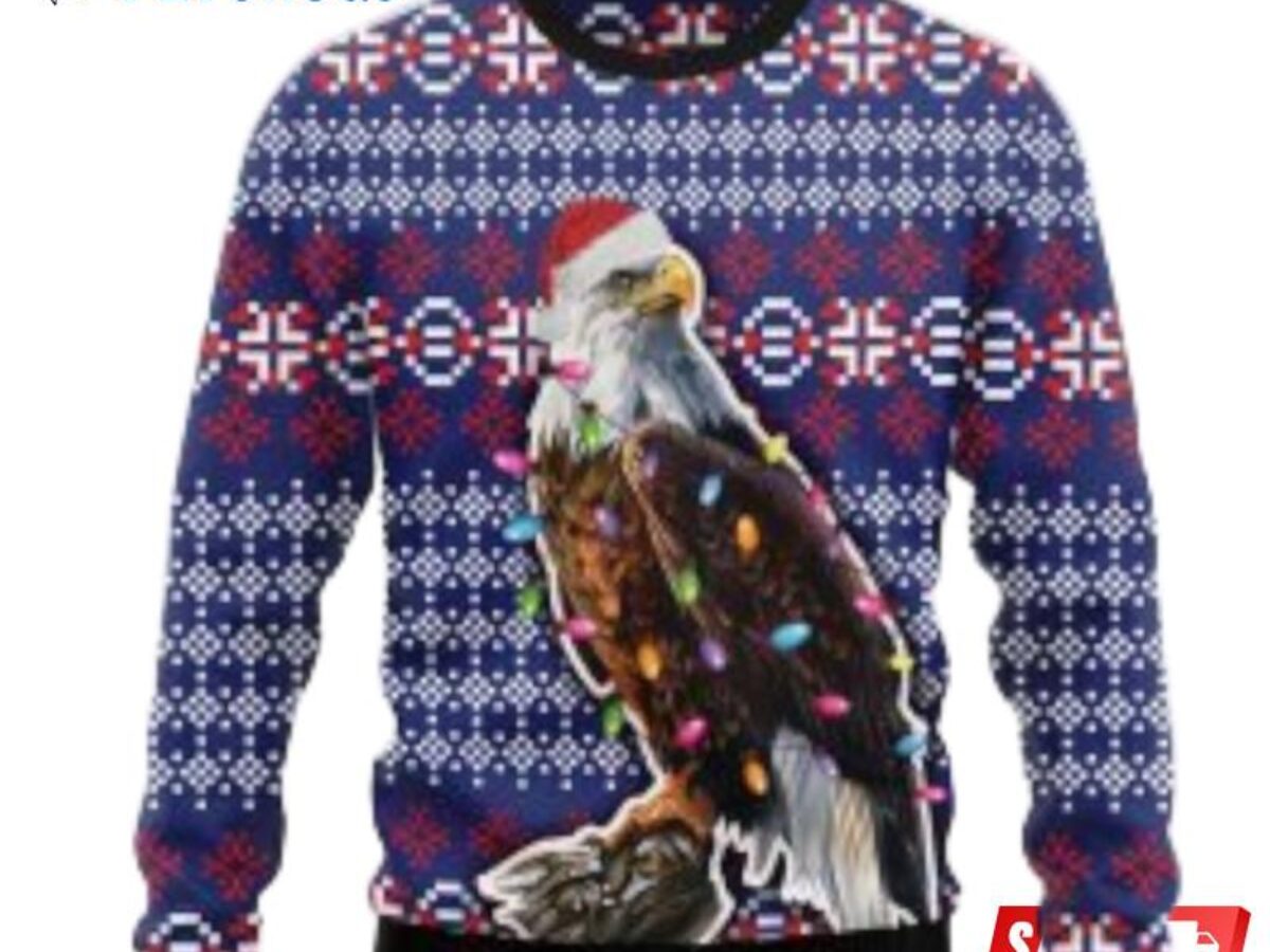 : American Bald Eagle Merry Christmas Ugly Xmas Design Pullover  Hoodie : Clothing, Shoes & Jewelry