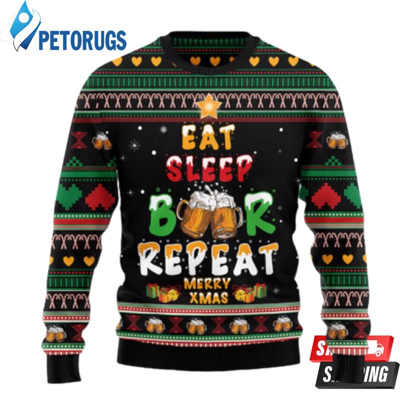 Eat Sleep Beer Ugly Christmas Sweaters