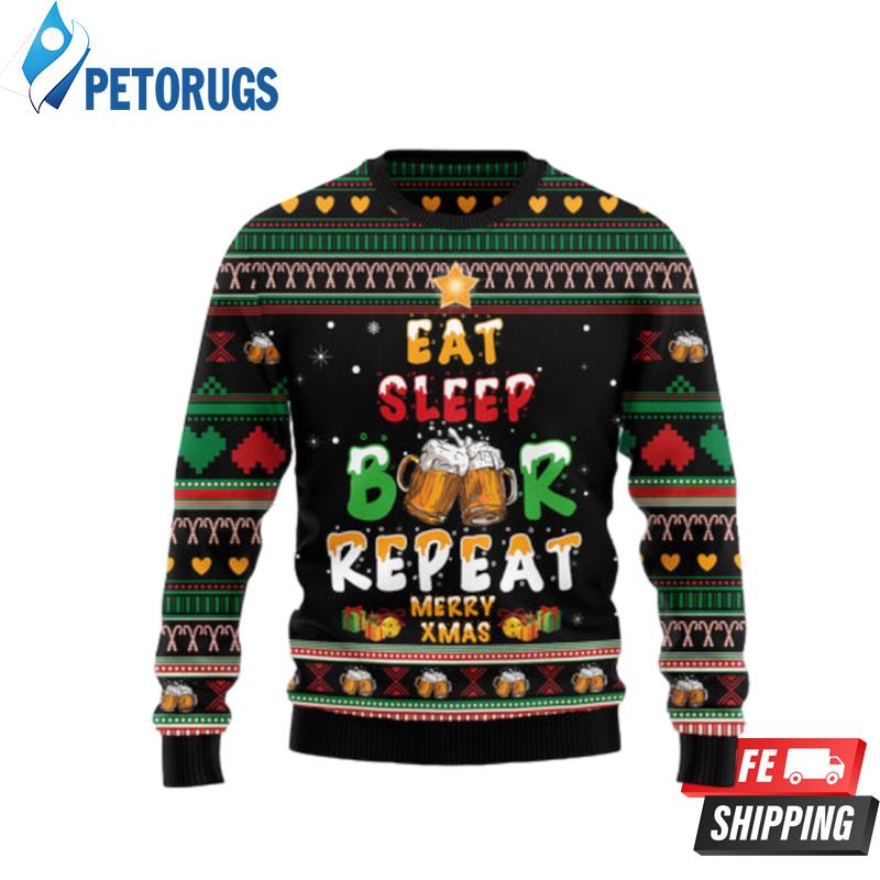 Eat Sleep Beer Ugly Christmas Sweaters