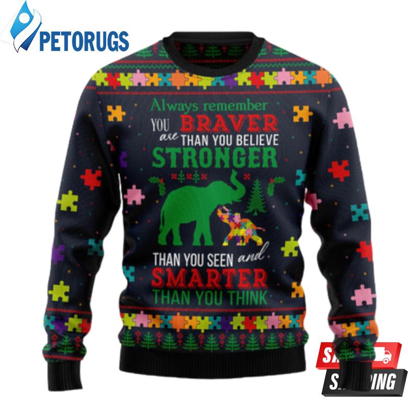 Elephant Autism Awareness Ugly Christmas Sweaters