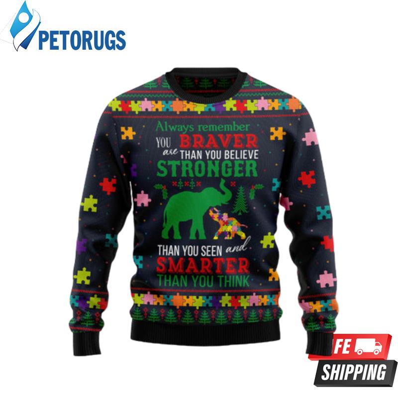 Elephant Autism Awareness Ugly Christmas Sweaters