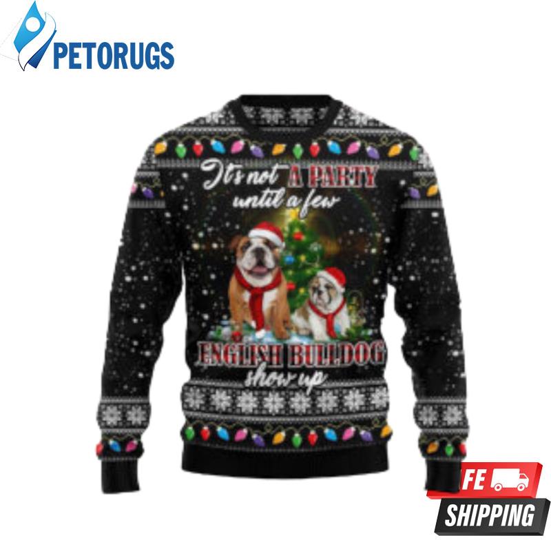English Bulldog Show Up Ugly Christmas Sweaters