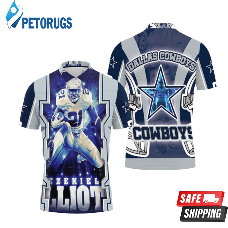 Ezekiel Elliott #21 Nfc East Division Champions Super Bowl 2021 Dallas Cowboys Polo Shirts