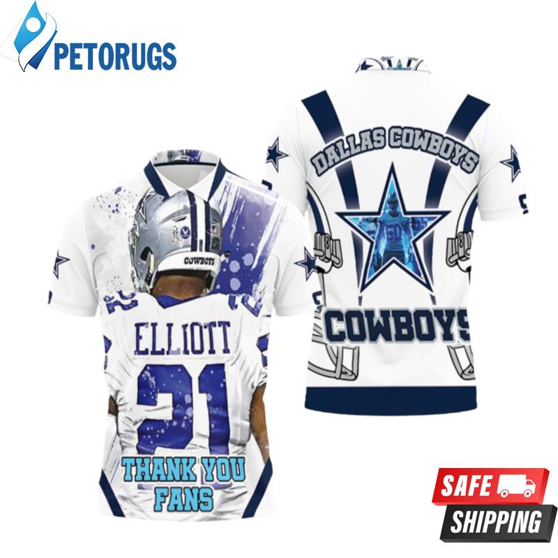 Ezekiel Elliott #21 Nfc East Division Champions Super Bowl 2021 Dallas Cowboys Thank You Fans Polo Shirts