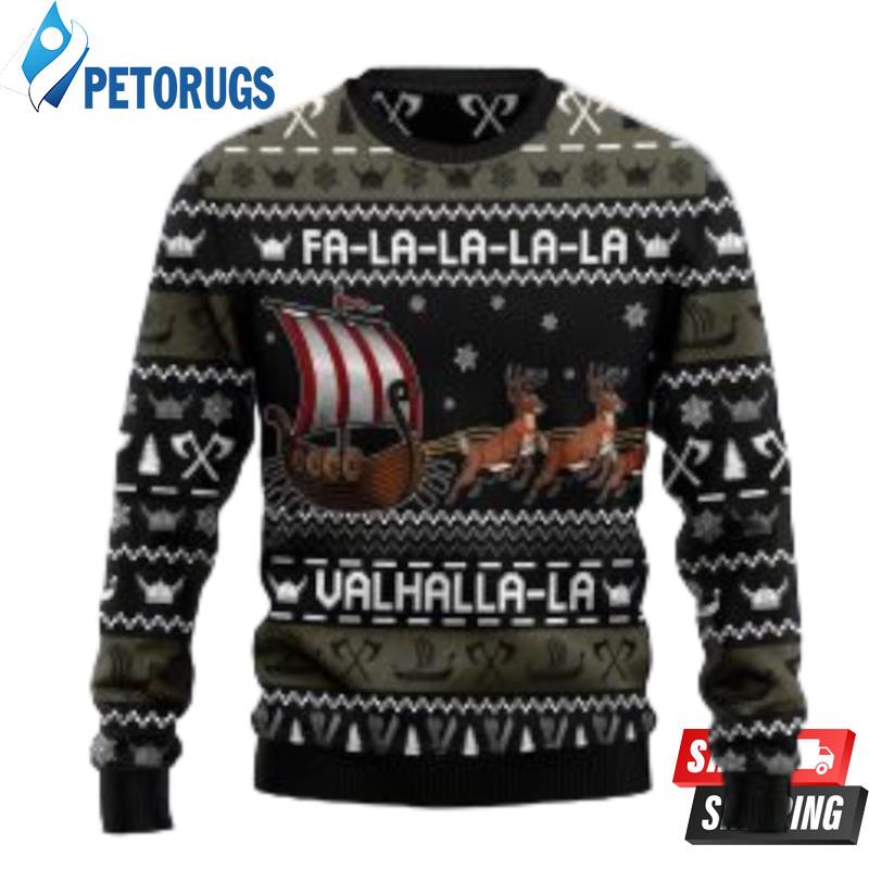 Fa La La Valhalla Viking Ship Funny Family Ugly Christmas Sweaters