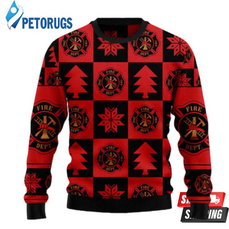 Firefighter Christmas Pattern Ugly Christmas Sweaters