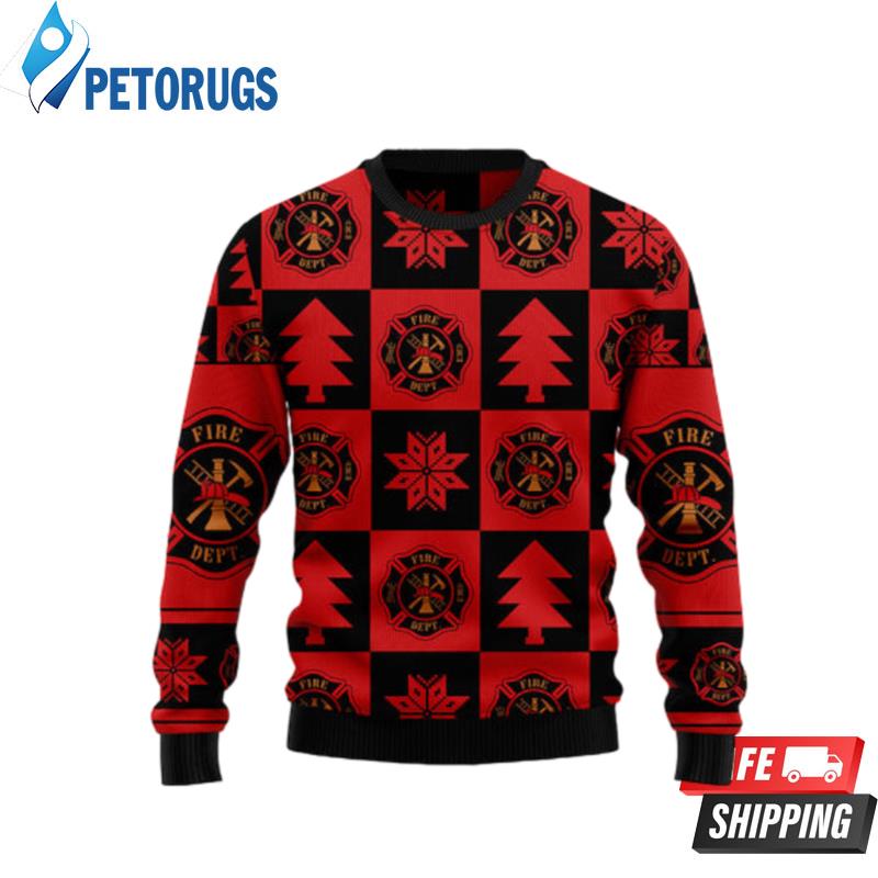 Firefighter Christmas Pattern Ugly Christmas Sweaters