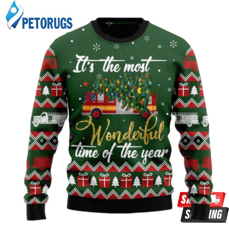 Firefighter Wonderful Time Ugly Christmas Sweaters