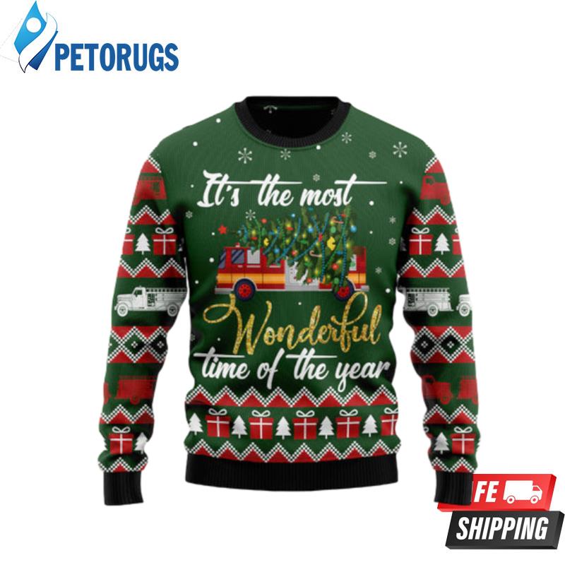 Firefighter Wonderful Time Ugly Christmas Sweaters