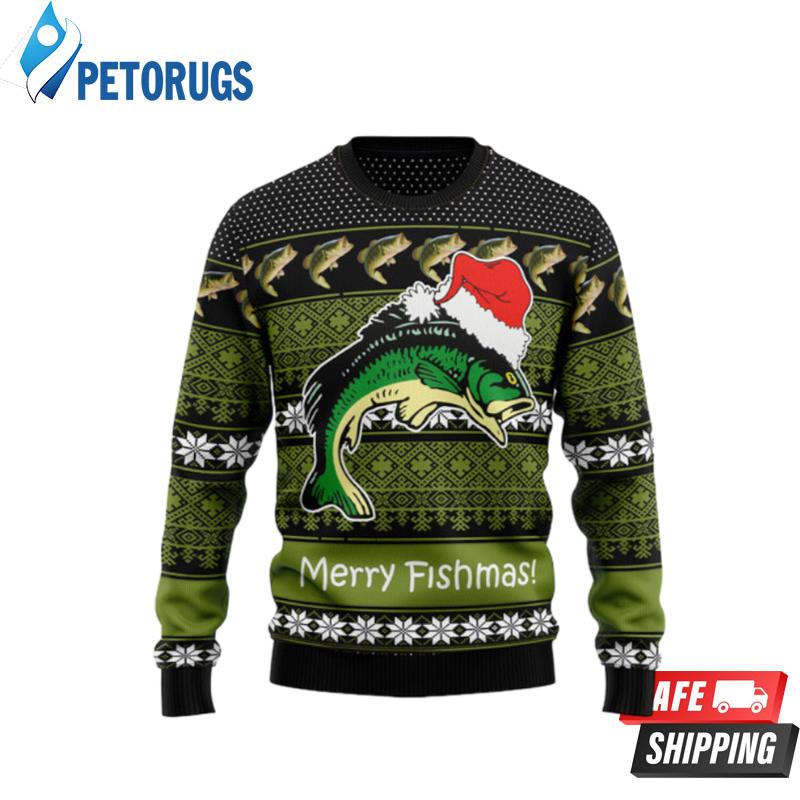 Fishing Merry Fishmas Ugly Christmas Sweaters - Peto Rugs