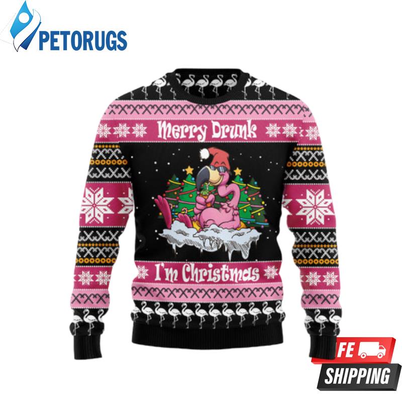 Flamingo Drunk Christmas Ugly Christmas Sweaters - Peto Rugs