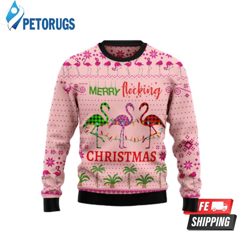 Flamingo Merry Flocking Christmas 1 Ugly Christmas Sweaters - Peto Rugs