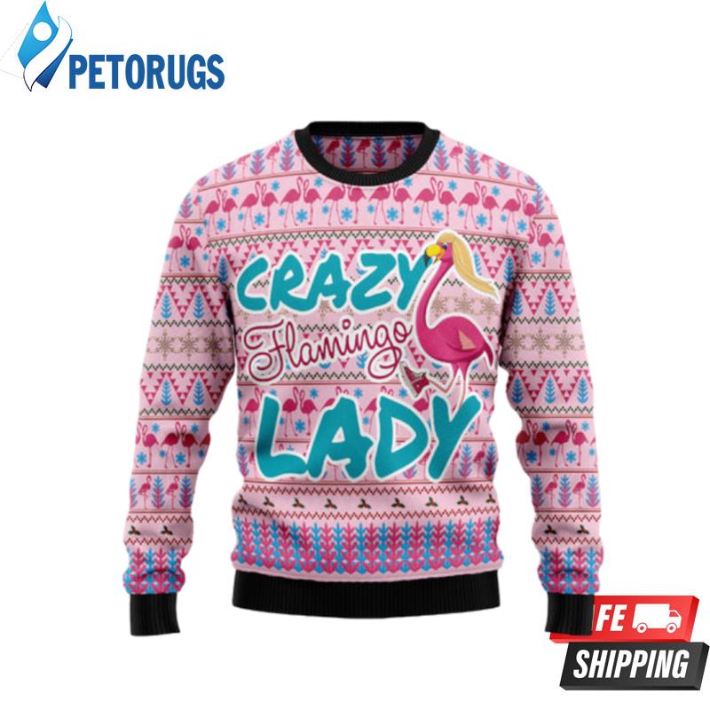 Flamingo Pink Flamingo Lady Ugly Christmas Sweaters