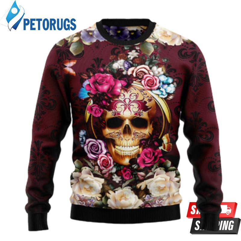 Flower Skull Ugly Christmas Sweaters