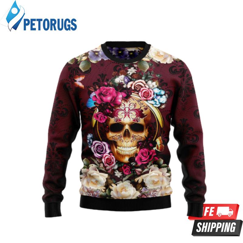 Flower Skull Ugly Christmas Sweaters