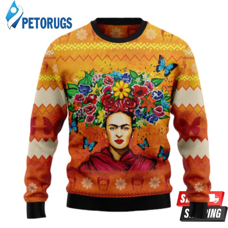 Frida Kahlo Butterfly Pattern Ugly Christmas Sweaters