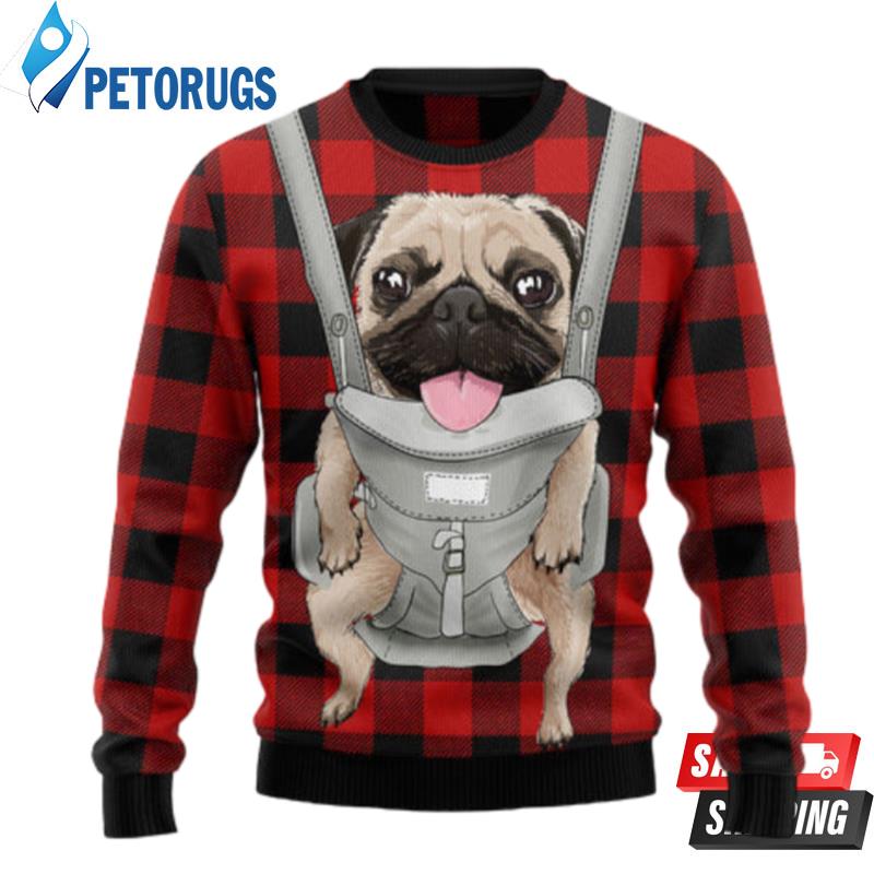 Front Carrier Dog Pug Ugly Christmas Sweaters