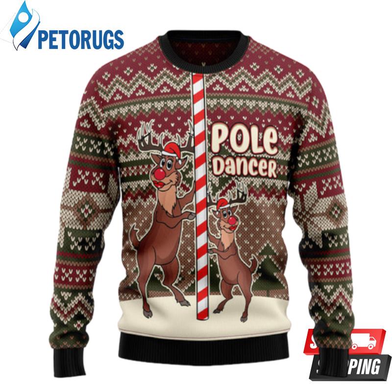 Funny Pole Dancer Reindeer Ugly Christmas Sweaters