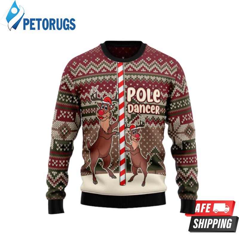 Funny Pole Dancer Reindeer Ugly Christmas Sweaters