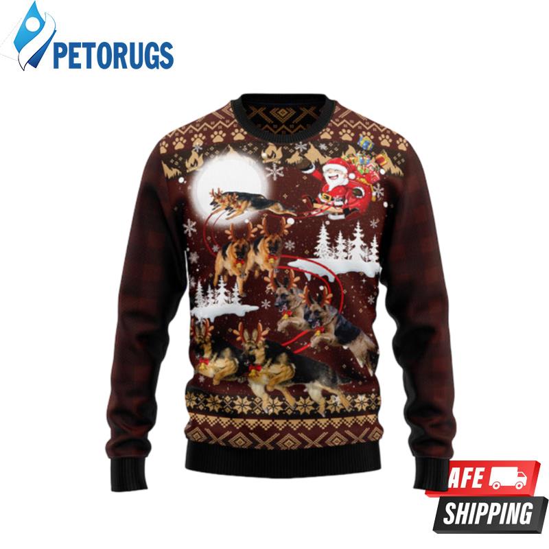 German Shepherd Reindeers Car Ugly Christmas Sweaters