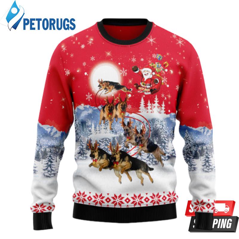 German Shepherd Santa Claus Ugly Christmas Sweaters