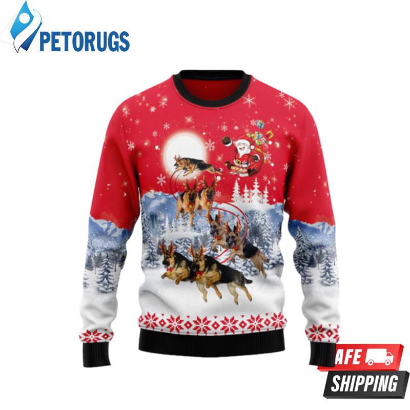 German Shepherd Santa Claus Ugly Christmas Sweaters