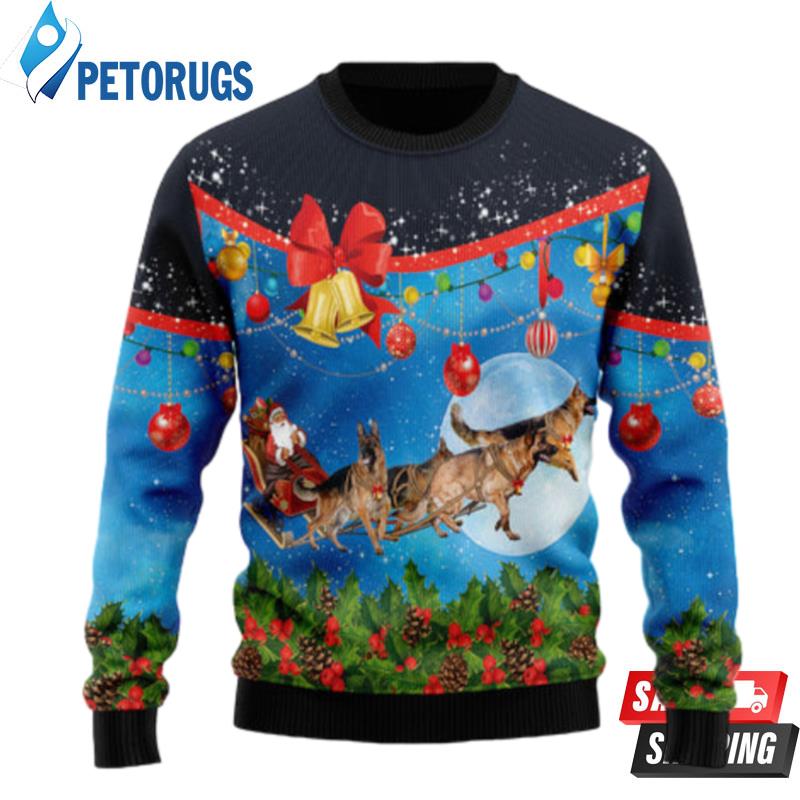 German Shepherd Sleigh Ugly Christmas Sweaters