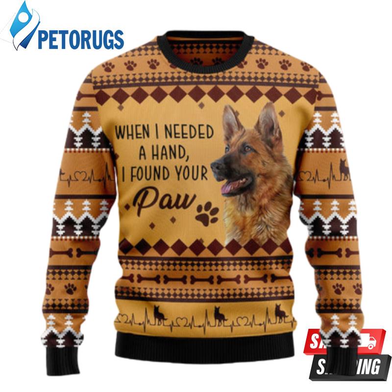 German Shepherd When I Need A Hand Ugly Christmas Sweaters