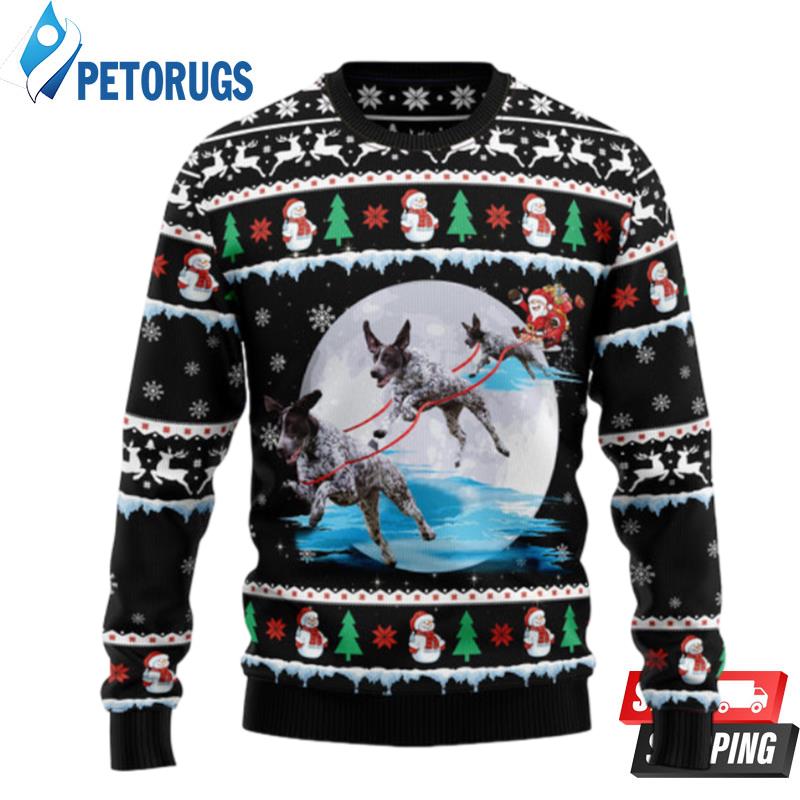 German Shorthaired Pointer Santa On Highway Ugly Christmas Sweaters