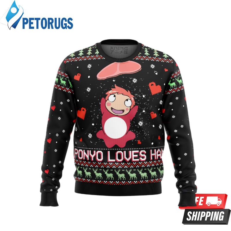 Ghibli Ponyo Loves Ham Ugly Christmas Sweaters