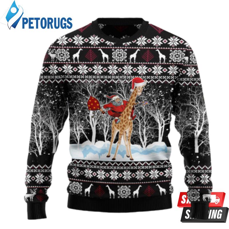 Giraffe And Santa Ugly Christmas Sweaters