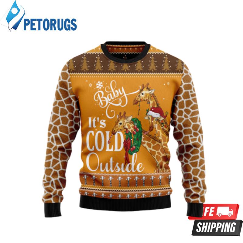 Giraffe Baby It'S Cold Outside Ugly Christmas Sweaters