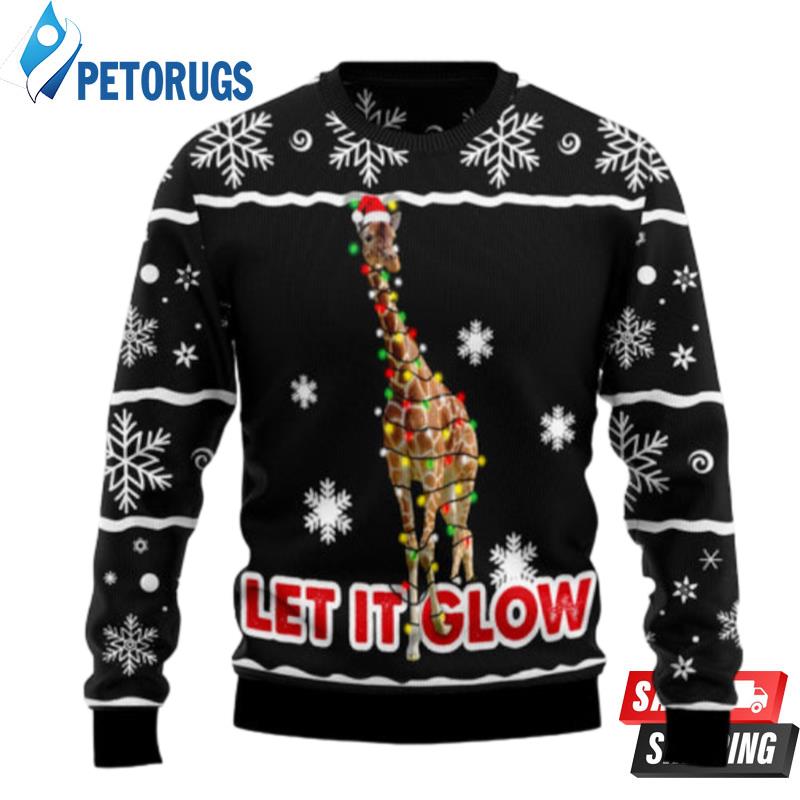 Giraffe Let It Glow Ugly Christmas Sweaters