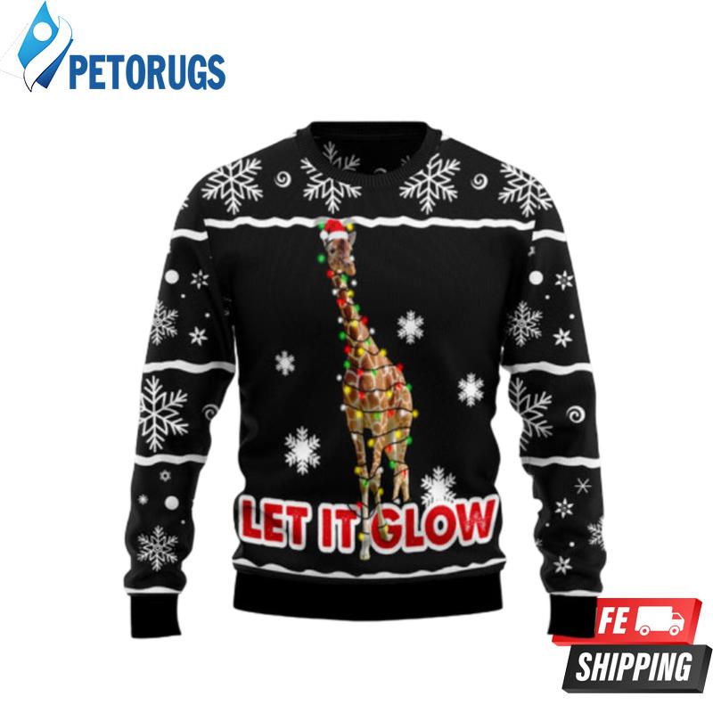 Giraffe Let It Glow Ugly Christmas Sweaters
