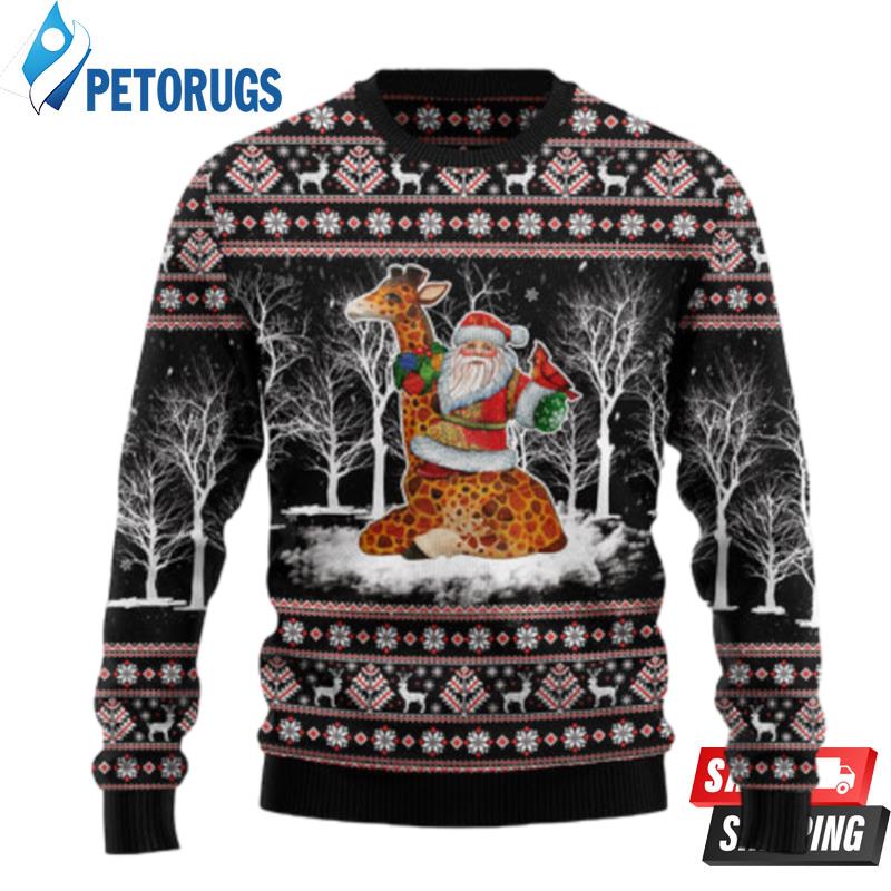 Giraffe Santa Claus Ugly Christmas Sweaters