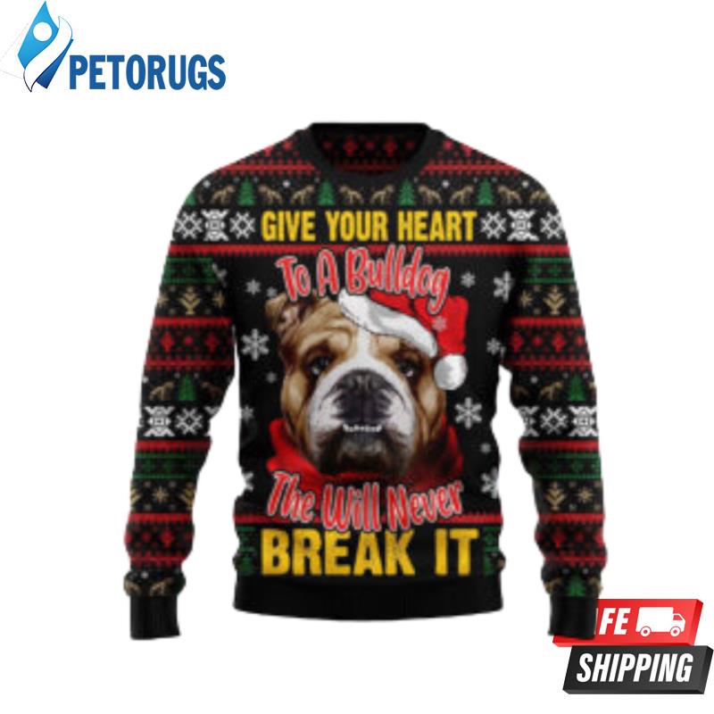 Give Your Heart Bulldog Ugly Christmas Sweaters