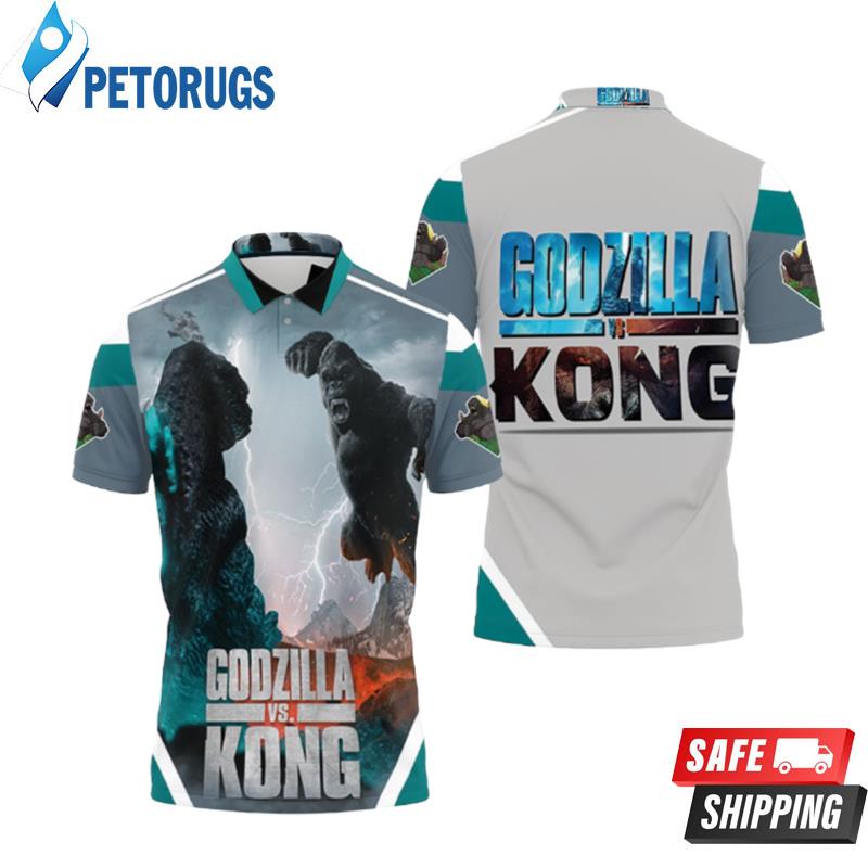 Godzilla Vs Kong Battle On The Volcano King The Monsters Godzilla Vs Kong Polo Shirts