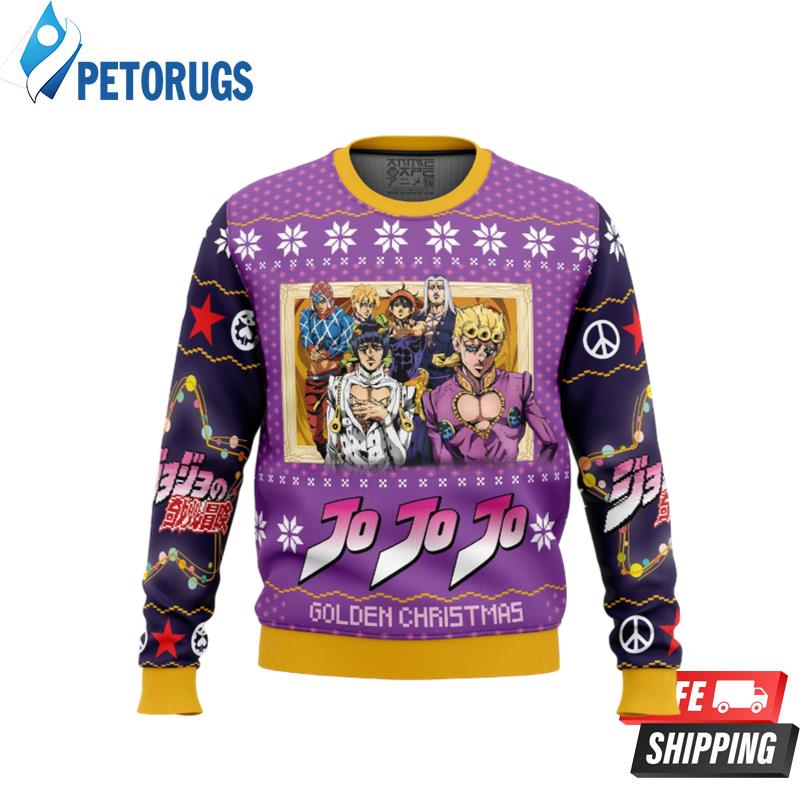 Golden Christmas Jojo's Bizarre Adventure Ugly Christmas Sweaters