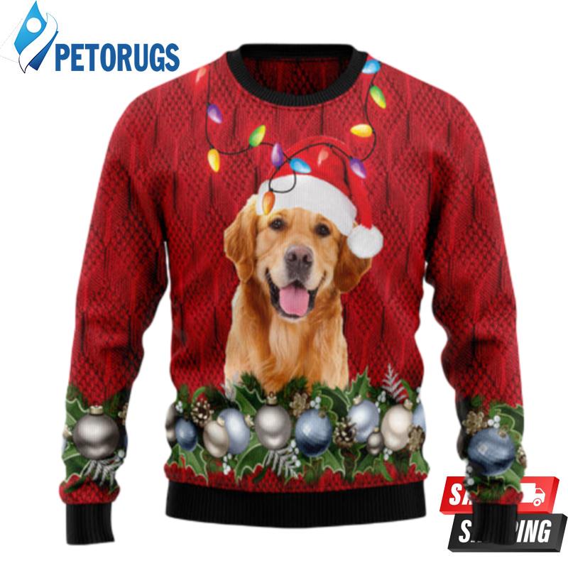 Golden Retriever Christmas Beauty Ugly Christmas Sweaters