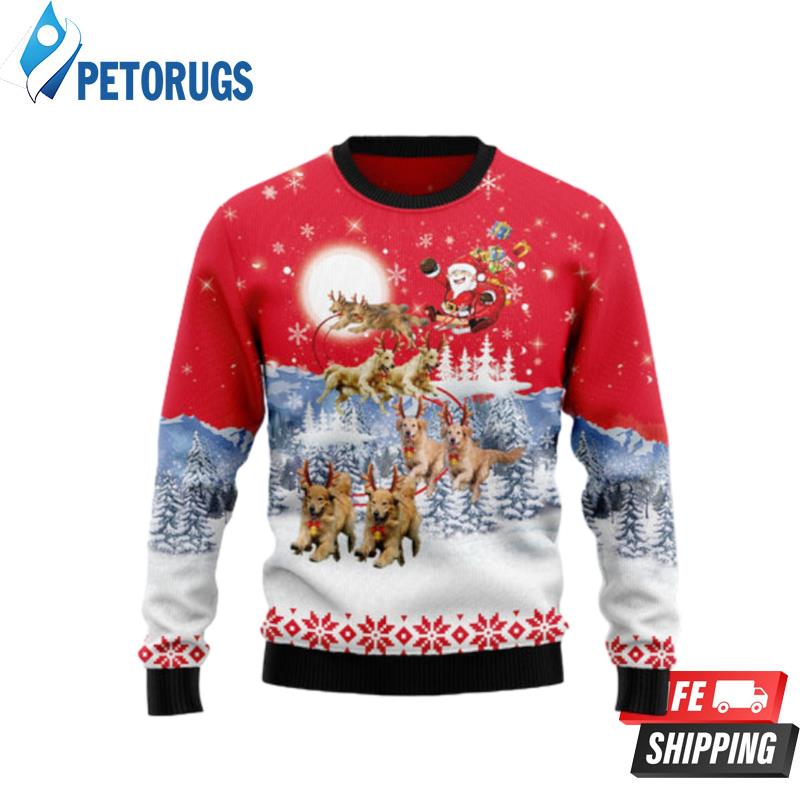 Golden Retriever Santa Claus Ugly Christmas Sweaters