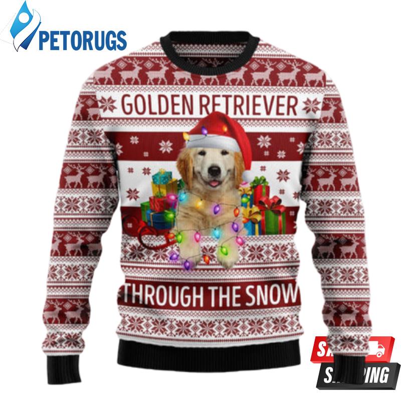 Golden Retriever Through The Snow Ugly Christmas Sweaters
